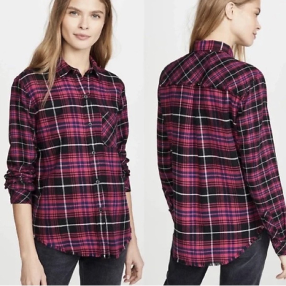 Anthropologie Rails Brock Plaid Raw Hem Flannel Shirt